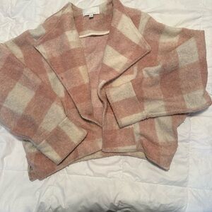 Anthropologie Pink and Cream Checkered lightweight jacket
